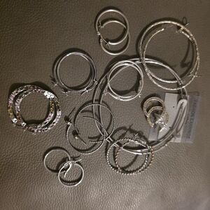 Silver Tone Hoop Earring Set - Mixed Styles